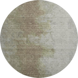 HomeRoots 8' Soft Taupe and Beige Abstract Washable Round Rug with UV Protection for Stylish Homes & Kids 699815