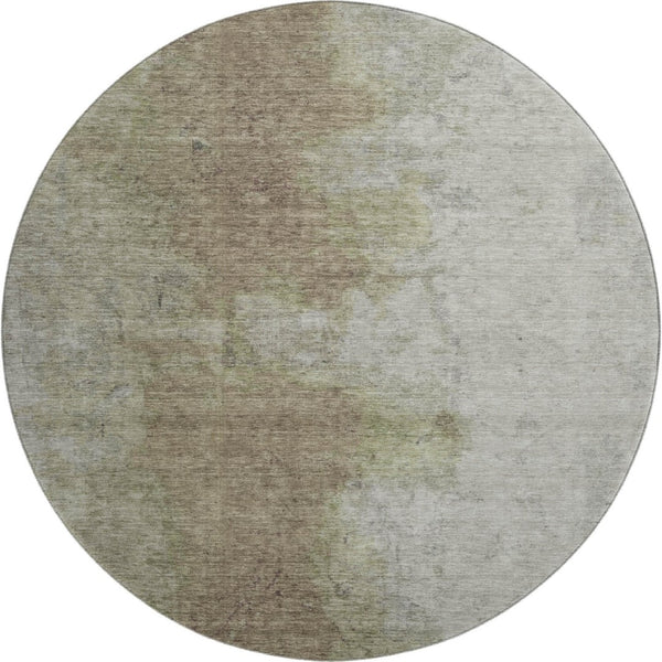 HomeRoots 8' Soft Taupe and Beige Abstract Washable Round Rug with UV Protection for Stylish Homes & Kids 699815
