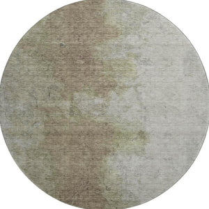 HomeRoots 8' Soft Taupe and Beige Abstract Washable Round Rug with UV Protection for Stylish Homes & Kids 699815
