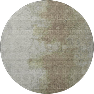 HomeRoots 8' Soft Taupe and Beige Abstract Washable Round Rug with UV Protection for Stylish Homes & Kids 699815