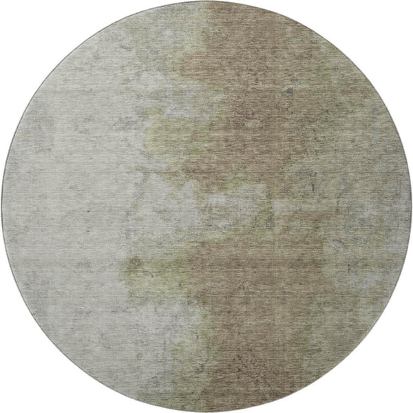 HomeRoots 8' Soft Taupe and Beige Abstract Washable Round Rug with UV Protection for Stylish Homes & Kids 699815