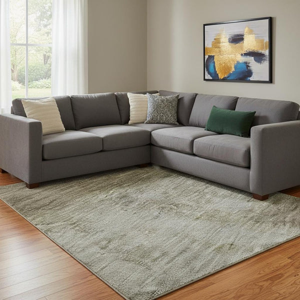 HomeRoots 8' X 10' Taupe & Beige Abstract Washable Area Rug with UV Protection for Modern Homes & Durability 699816