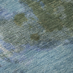 HomeRoots 5' X 8' Green and Blue Abstract Area Rug - Washable, UV-Protected, Durable for High-Traffic Spaces 699820