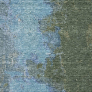 HomeRoots 8' X 10' Stylish Green and Blue Abstract Area Rug - Washable, UV Protected, Stain Resistant, Non-Slip 699822