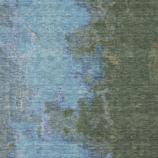 HomeRoots 8' X 10' Stylish Green and Blue Abstract Area Rug - Washable, UV Protected, Stain Resistant, Non-Slip 699822