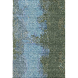 HomeRoots 9' X 12' Stylish Green and Blue Abstract Area Rug - Washable, UV Protected, Perfect for Families & Pets 699823