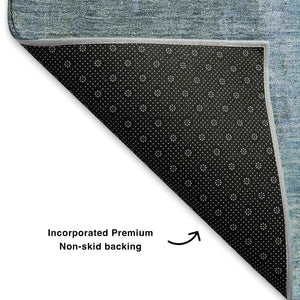 HomeRoots 9' X 12' Stylish Green and Blue Abstract Area Rug - Washable, UV Protected, Perfect for Families & Pets 699823