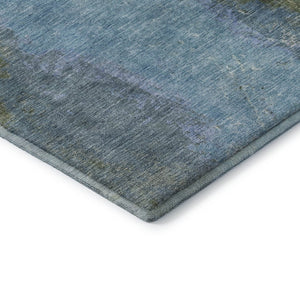 HomeRoots 9' X 12' Stylish Green and Blue Abstract Area Rug - Washable, UV Protected, Perfect for Families & Pets 699823