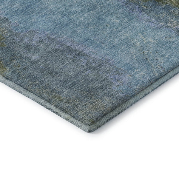 HomeRoots 9' X 12' Stylish Green and Blue Abstract Area Rug - Washable, UV Protected, Perfect for Families & Pets 699823