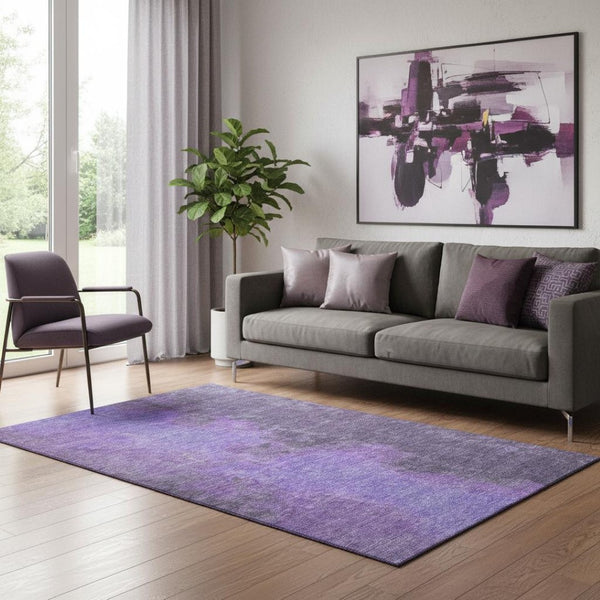 HomeRoots 5' X 8' Eggplant Purple Abstract Area Rug - Durable, Stain Resistant, UV Protected, Easy Care Design 699826
