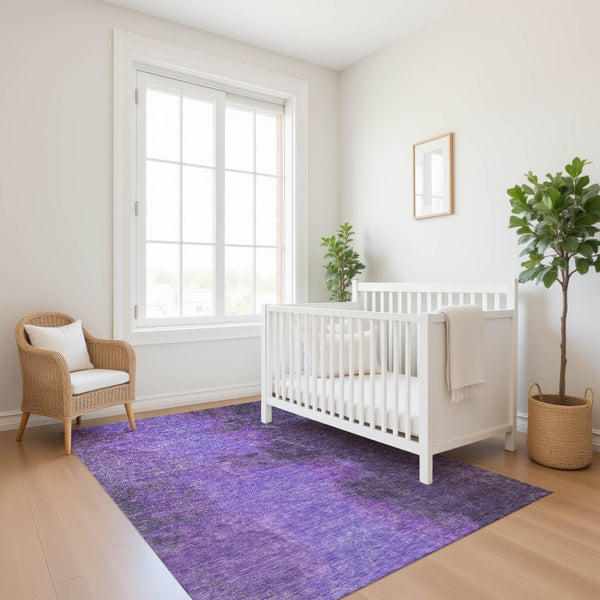 HomeRoots 5' X 8' Eggplant Purple Abstract Area Rug - Durable, Stain Resistant, UV Protected, Easy Care Design 699826