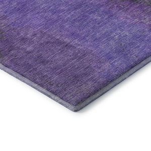 HomeRoots 8' Vibrant Eggplant & Purple Abstract Washable Round Rug with UV Protection for Modern Spaces 699827