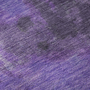HomeRoots 8' Vibrant Eggplant & Purple Abstract Washable Round Rug with UV Protection for Modern Spaces 699827