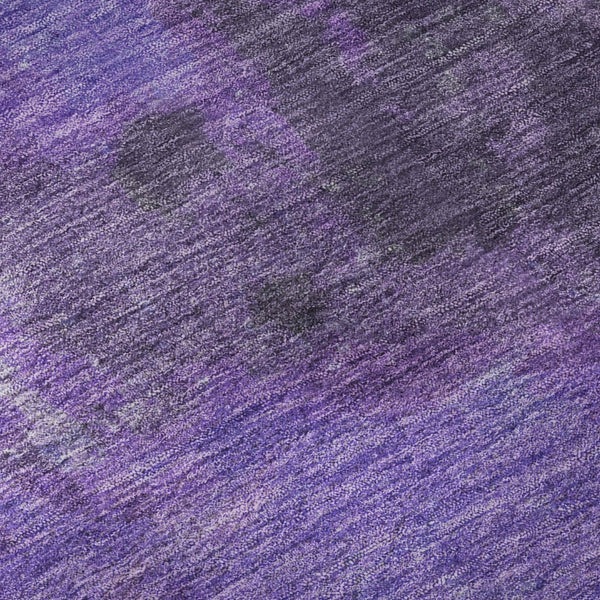 HomeRoots 8' Vibrant Eggplant & Purple Abstract Washable Round Rug with UV Protection for Modern Spaces 699827
