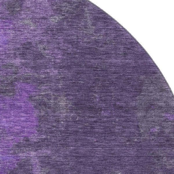 HomeRoots 8' Vibrant Eggplant & Purple Abstract Washable Round Rug with UV Protection for Modern Spaces 699827
