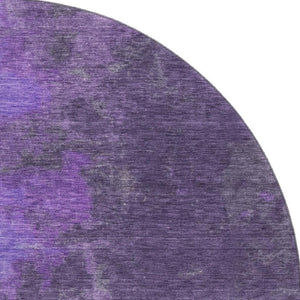 HomeRoots 8' Vibrant Eggplant & Purple Abstract Washable Round Rug with UV Protection for Modern Spaces 699827