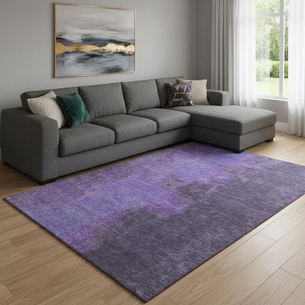 HomeRoots 8' X 10' Eggplant & Purple Abstract Area Rug - Washable, UV-Resistant, Perfect for Busy Homes! 699828