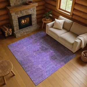 HomeRoots 8' X 10' Eggplant & Purple Abstract Area Rug - Washable, UV-Resistant, Perfect for Busy Homes! 699828