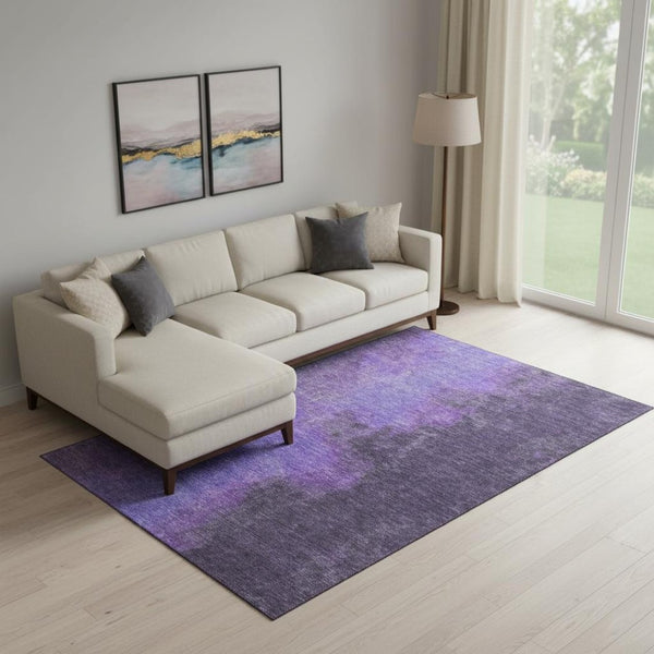 HomeRoots 9' X 12' Eggplant & Purple Abstract Area Rug – Washable, UV-Protected, Stylish & Durable for Homes 699829