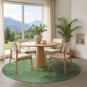 HomeRoots 8' Fern Green & Sage Abstract Round Rug - Washable, UV Protected, Non-Slip, Perfect for Any Room! 699833