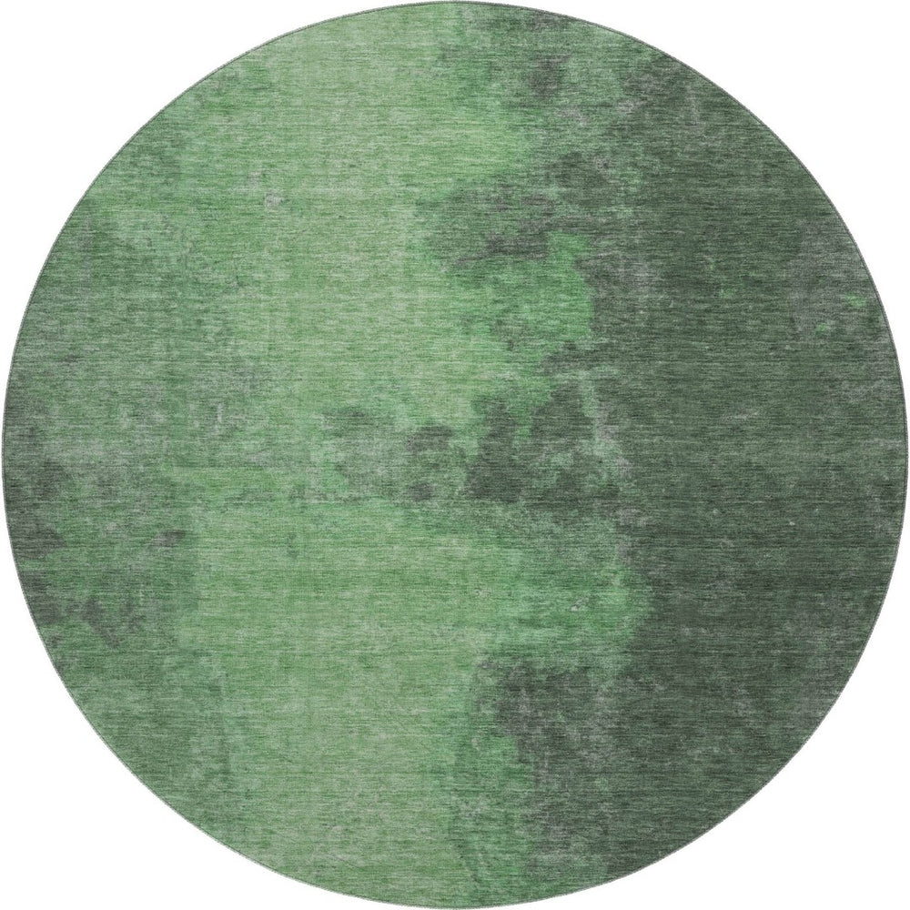 HomeRoots 8' Fern Green & Sage Abstract Round Rug - Washable, UV Protected, Non-Slip, Perfect for Any Room! 699833
