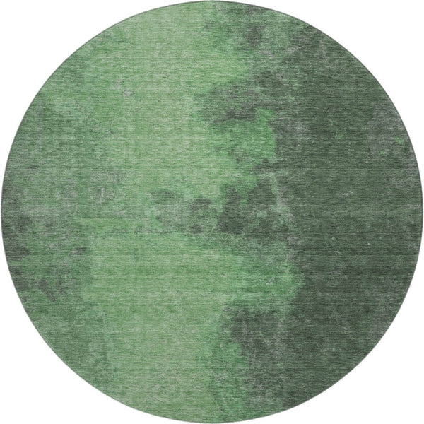 HomeRoots 8' Fern Green & Sage Abstract Round Rug - Washable, UV Protected, Non-Slip, Perfect for Any Room! 699833