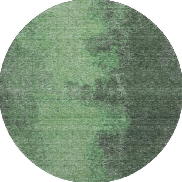 HomeRoots 8' Fern Green & Sage Abstract Round Rug - Washable, UV Protected, Non-Slip, Perfect for Any Room! 699833