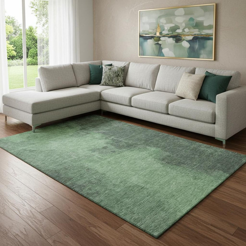 HomeRoots 8' X 10' Fern Green & Sage Abstract Washable Area Rug - Stain Resistant, UV Protected & Stylish 699834