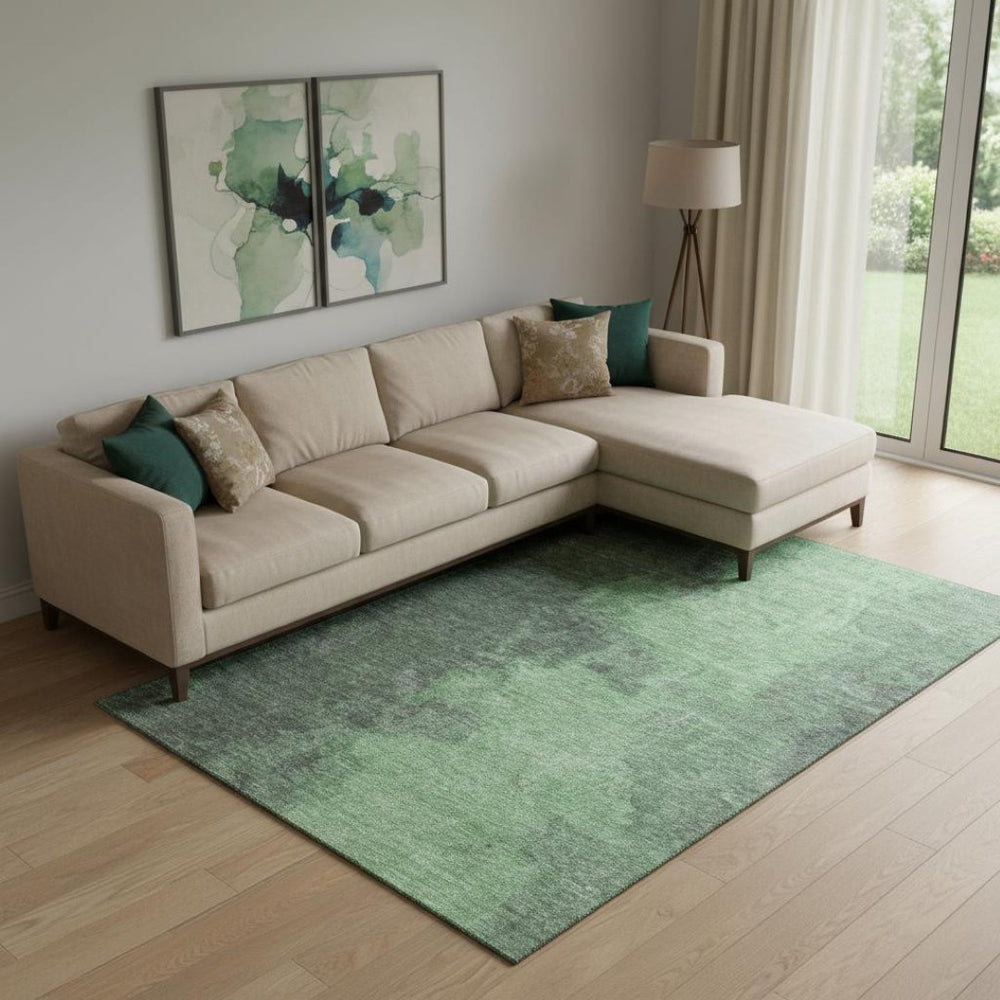 HomeRoots 10' X 14' Fern Green & Sage Abstract Area Rug – Washable, UV Protected, Stylish & Stain Resistant! 699836