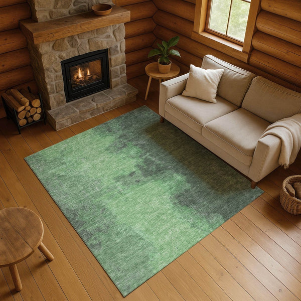 HomeRoots 10' X 14' Fern Green & Sage Abstract Area Rug – Washable, UV Protected, Stylish & Stain Resistant! 699836