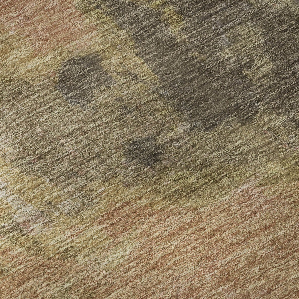 HomeRoots 5' X 8' Chocolate & Copper Abstract Area Rug – Washable, UV-Protected, Stain-Resistant & Durable 699838