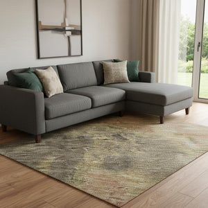 HomeRoots 8' X 10' Chocolate & Copper Abstract Washable Area Rug - UV Protected, Durable, Stain-Resistant Design 699840