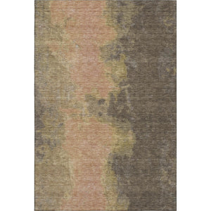 HomeRoots 8' X 10' Chocolate & Copper Abstract Washable Area Rug - UV Protected, Durable, Stain-Resistant Design 699840