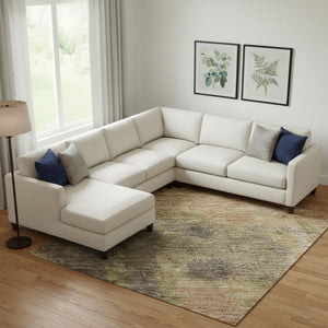 HomeRoots 9' X 12' Chocolate & Copper Abstract Washable Area Rug – UV Protected, Stain-Resistant, Non-Slip Design 699841