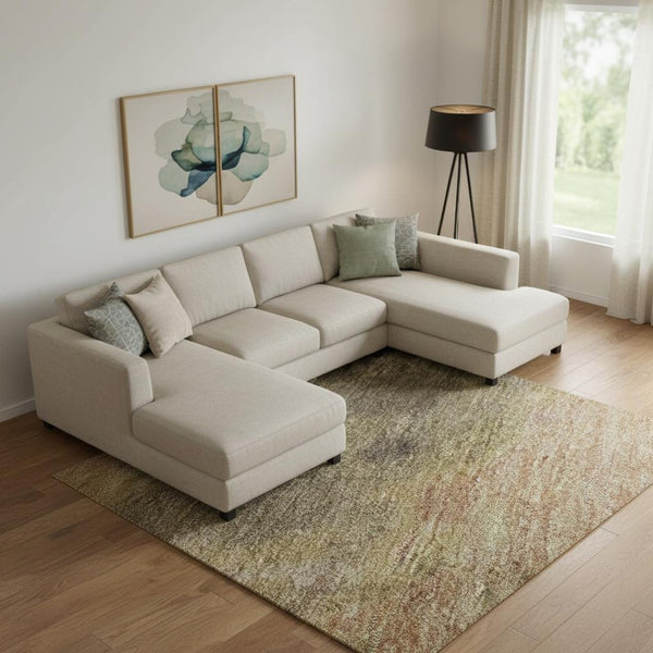 HomeRoots 10' Chocolate and Copper Abstract Area Rug - Washable, UV-Protected, Durable for Home with Kids & Pets 699842