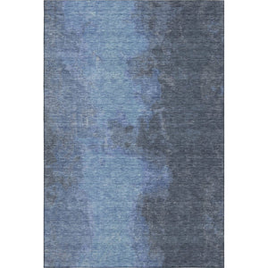 HomeRoots 9' X 12' Stylish Navy Blue & Gray Abstract Washable Area Rug - Durable, UV Protected & Easy Care! 699847