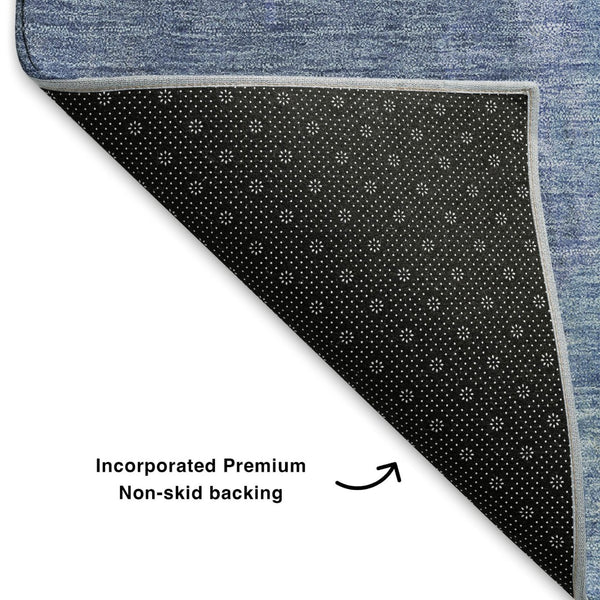 HomeRoots 9' X 12' Stylish Navy Blue & Gray Abstract Washable Area Rug - Durable, UV Protected & Easy Care! 699847
