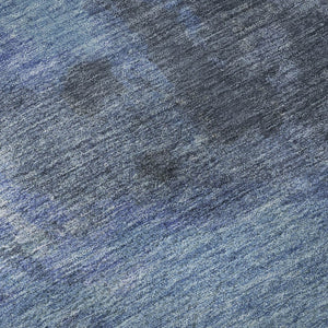 HomeRoots 9' X 12' Stylish Navy Blue & Gray Abstract Washable Area Rug - Durable, UV Protected & Easy Care! 699847