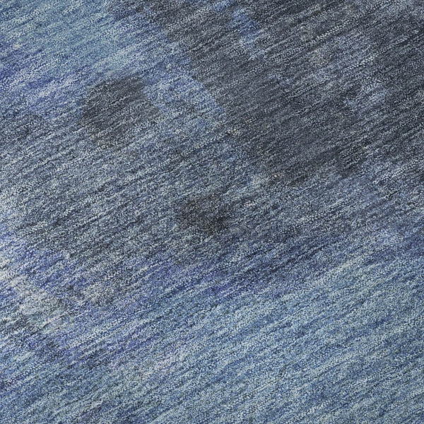 HomeRoots 9' X 12' Stylish Navy Blue & Gray Abstract Washable Area Rug - Durable, UV Protected & Easy Care! 699847