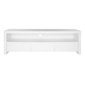 HomeRoots 59" White TV Stand - Stylish Enclosed & Open Storage, Modern Design for Living Room & Media Setup 699849