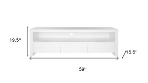 HomeRoots 59" White TV Stand - Stylish Enclosed & Open Storage, Modern Design for Living Room & Media Setup 699849
