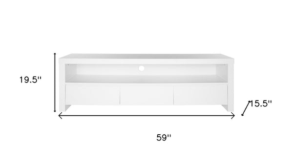 HomeRoots 59" White TV Stand - Stylish Enclosed & Open Storage, Modern Design for Living Room & Media Setup 699849
