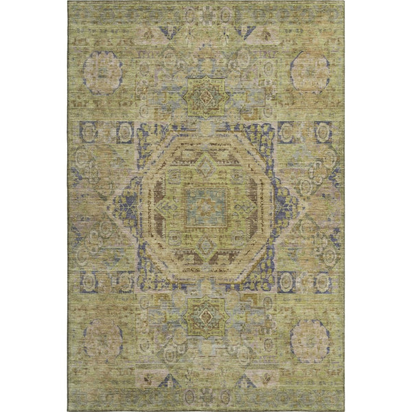 HomeRoots 10' X 14' Artichoke Green & Blue Oriental Washable Area Rug with UV Protection for Busy Homes 699855
