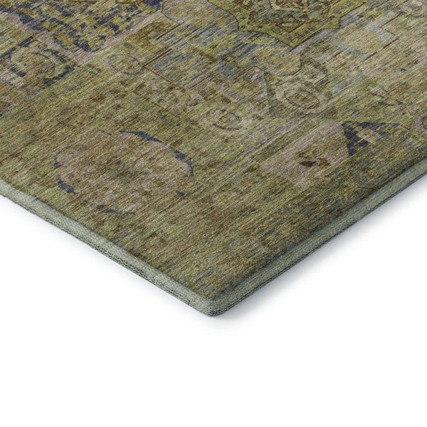 HomeRoots 10' X 14' Artichoke Green & Blue Oriental Washable Area Rug with UV Protection for Busy Homes 699855