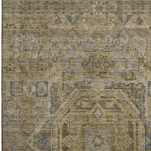 HomeRoots 5' X 8' Brown and Blue Oriental Area Rug - Durable, Washable, UV-Protected for Stylish Living Spaces 699857