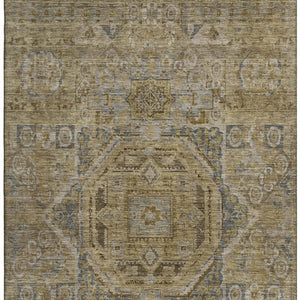 HomeRoots 5' X 8' Brown and Blue Oriental Area Rug - Durable, Washable, UV-Protected for Stylish Living Spaces 699857