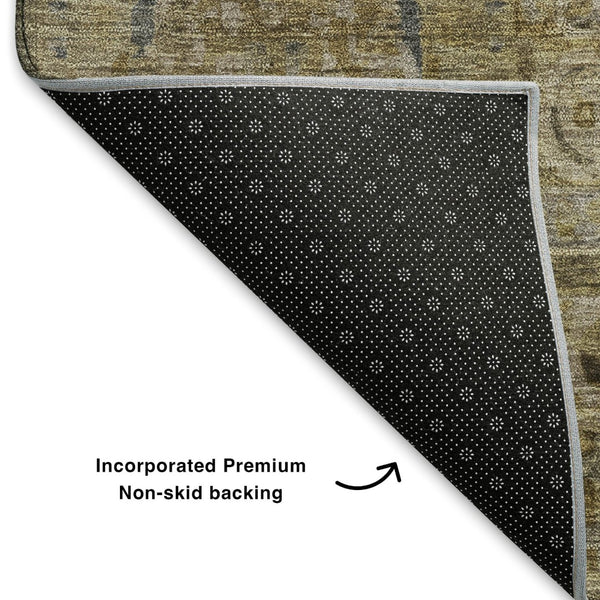 HomeRoots 8' X 10' Brown and Blue Oriental Area Rug - Stain-Resistant, UV-Protected, Non-Slip for High Traffic 699859