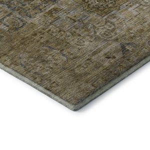 HomeRoots 8' X 10' Brown and Blue Oriental Area Rug - Stain-Resistant, UV-Protected, Non-Slip for High Traffic 699859