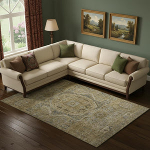 HomeRoots 10' X 14' Brown and Blue Oriental Washable Area Rug - Durable, UV-Protected, Easy-Care for Homes 699861