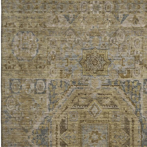 HomeRoots 10' X 14' Brown and Blue Oriental Washable Area Rug - Durable, UV-Protected, Easy-Care for Homes 699861